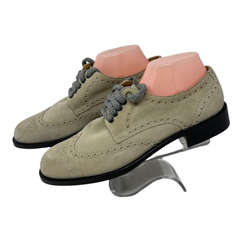 Cantarelli Mens Shoes 115 M 42 Eu Tan Suede Wingtip Brogue Oxford Lace