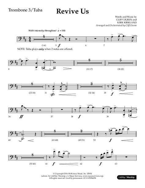 Revive Us Choral Anthem SATB Trombone Tuba Sheet Music PDF Lifeway