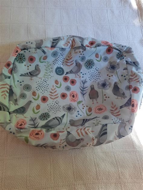 Nest Cushion Cover Cute Pigeons And Botanical Peony Flowers Sindy