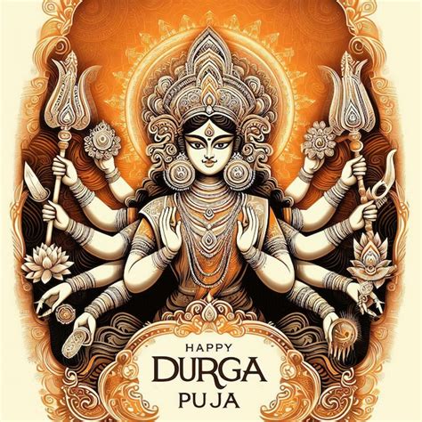 Happy Durga Puja Navratri Festival Of India Premium Ai Generated Image