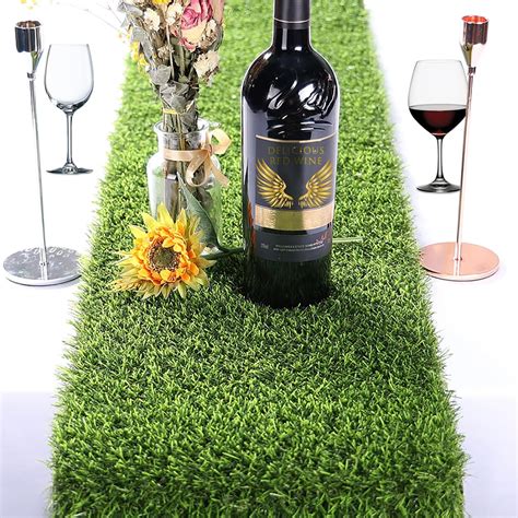 12x60 Inch Synthetic Grass Table Runner - Green Artificial Grass Rug ...