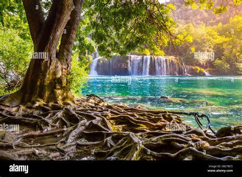 Beautiful Krka Waterfalls In Krka National Park Croatia Skradinski