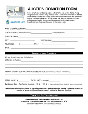 Fillable Online AUCTION DONATION FORM Naylor Fax Email Print PdfFiller