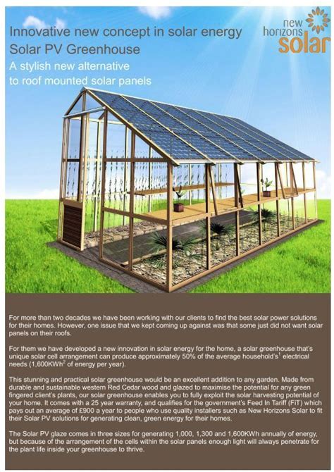 An Advertisement For A Solar Powered Greenhouse