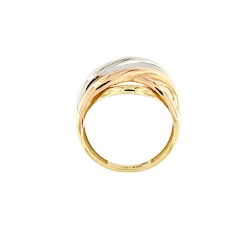 Anello A Tre Colori Fili In Oro Intrecciati Ma Gi Gioielli