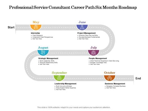 Professional Service Consultant Career Path Six Months Roadmap Presentation Graphics