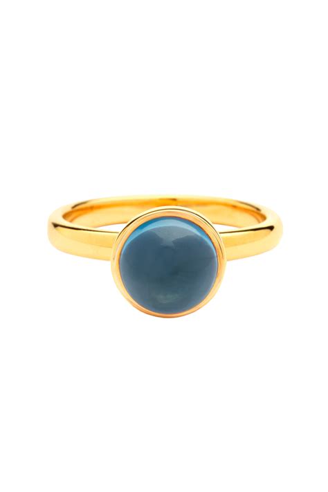 Syna K Yellow Gold London Blue Topaz Stackable Ring