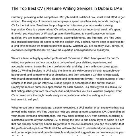 The Top Best CV Resume Writing Services In Dubai UAEzjcjg Pdf Pdf