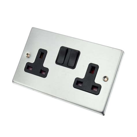 Hamilton Hartland A Dp Gang Switched Socket Black Insert Satin