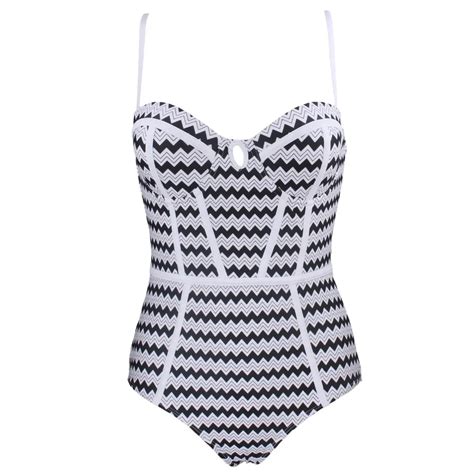 Buy Women Push Up Padded Wave Pattern One Piece