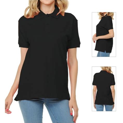 Basico Womens Black Polo Collared Shirts Size Xl 100 Cotton Short