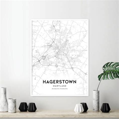 Hagerstown Map Print Hagerstown Map Poster Wall Art Md - Etsy