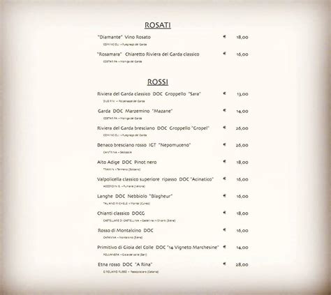 Menu at Antica Trattoria Miravalle restaurant, Polpenazze del Garda