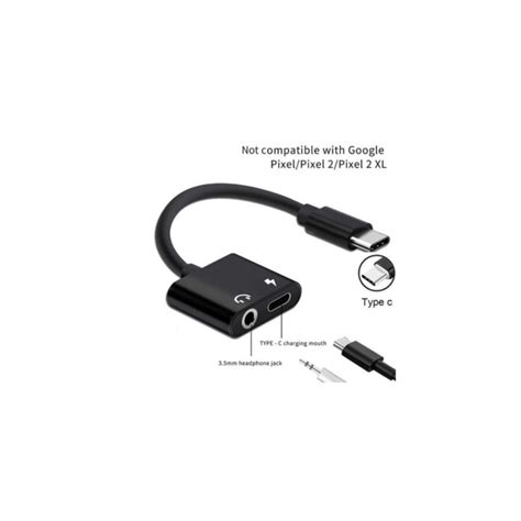 Adaptor Casti Si Charger Usb Type C Mm Jack Splitter Negru