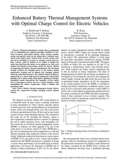 Enhanced Battery Thermal Management Systems With Optimal Charge Control ...