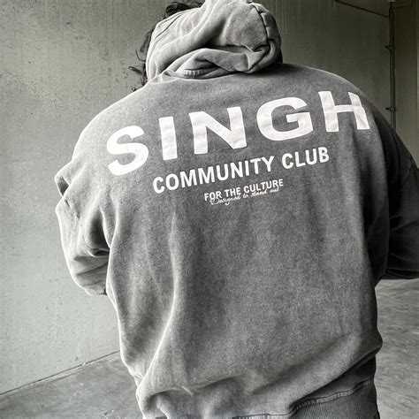 Community Club Singh Hoodie Grey Stonewash Singh Clo