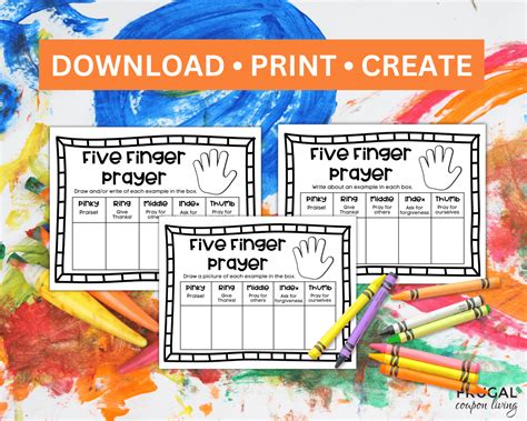 Free Printable Five Finger Prayer Worksheet