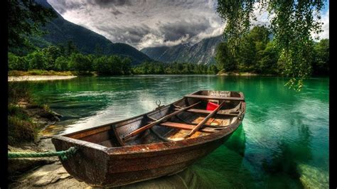 Boat Mountains Lake Water Wallpapers Wallpaper Cave