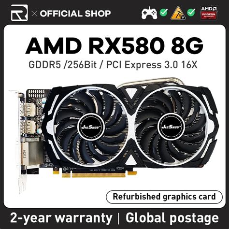 JIESHUO AMD RX 580 8GB 2048SP Gaming Graphics Card GDDR5 256BIT GPU