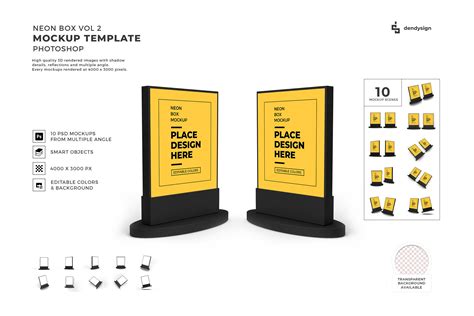 Neon Box 3D Mockup Template Bundle 2 Graphic by dendysign · Creative ...