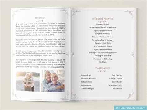 Celebration Of Life Service Program Template - prntbl ...