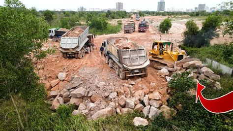 Big Fantastic Landfill Project That Komatsu Dozers And Dump Trucks