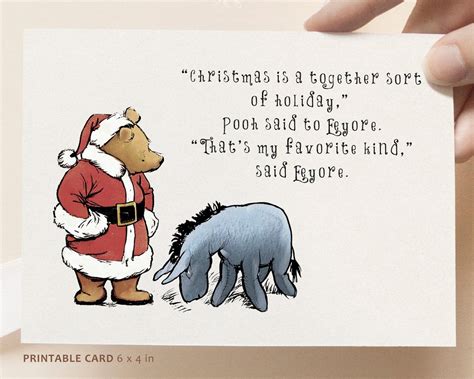 Winnie The Pooh Christmas Card Printable Digital Postcards Pooh