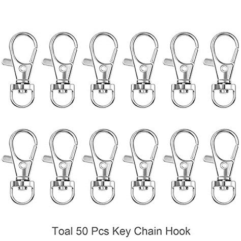 100PCS Swivel Lanyard Snap Hook With Key Rings Premium Metal Keychain