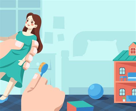 A Girl Holding Beautiful Doll And Playing At Home Vector Art And Graphics