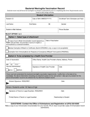 Wcjc Meningitis Record Form Fill Online Printable Fillable Blank