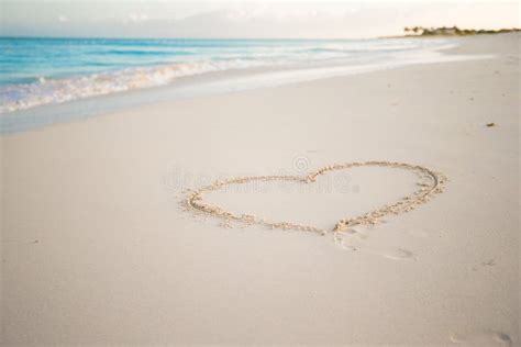 Heart Painted In White Sand On A Tropical Beach Stock Photo Image Of