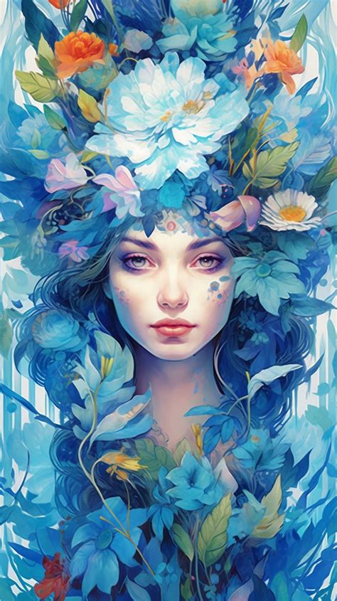 Blue Flower Girl Wallpaper | Beautiful abstract art, Abstract canvas ...