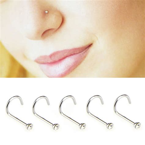 Pcs Lot Nose Studs Hooks Bar Body Piercing Jewelry Stainless Steel