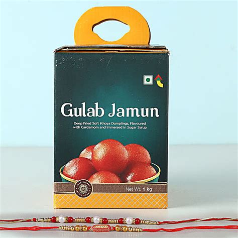 Buy Send Pearl Ethnic Rakhi Set With Gulab Jamun Online Fnp