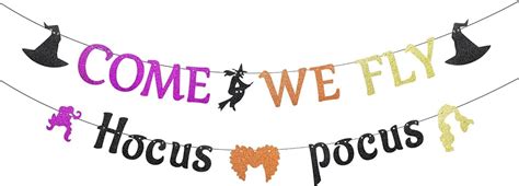 Amazon Glitter Hocus Pocus Come We Fly Banner Hocus Pocus Party