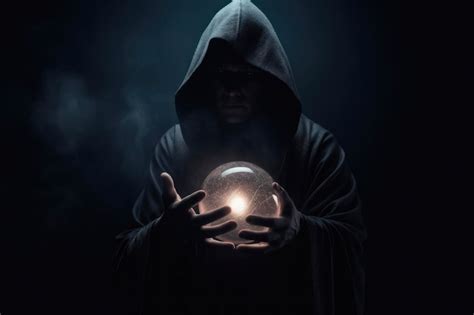Premium Photo Mysterious Figure Holding Glowing Orb