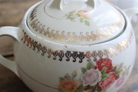 Antique German China Biscuit Jar W Roses Early 1900s Germany Mark