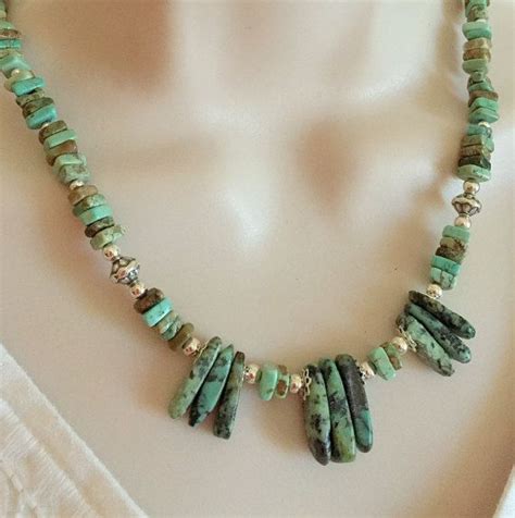 Sterling Silver And African Turquoise Necklace Set By Wirednstrung