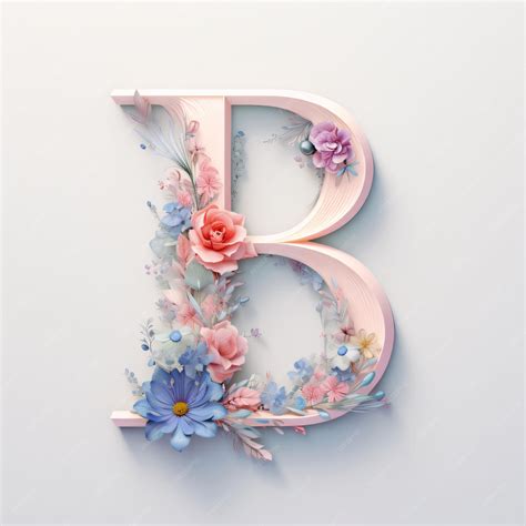 Beautiful Floral Capital Letter B 3d Rendering Floral Alphabet