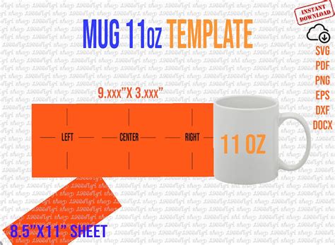 Mug 11oz Template 11 Oz Mug Template For Sublimation Full Wrap Mug 11