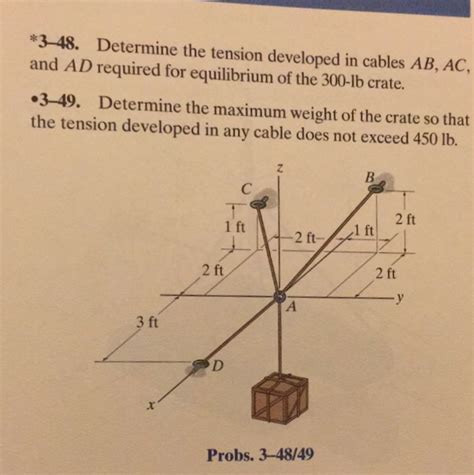 Solved Determine The Tension Developed In Cables Ab Ac And Chegg