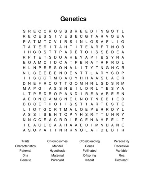 Genetics Word Search