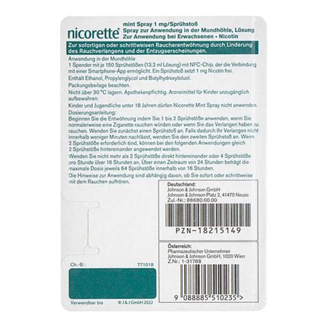 Nicorette Mint Spray Mg Spr Hsto Nfc Online Kaufen