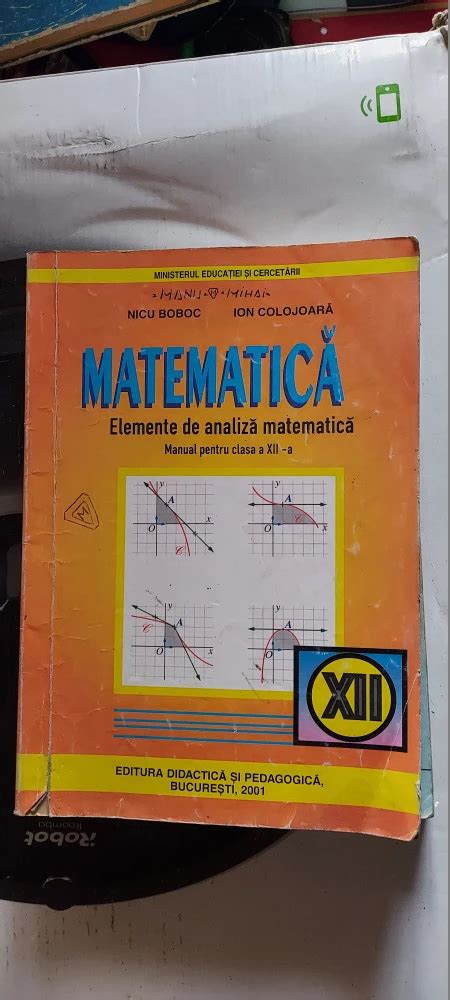 Matematica Elemente De Analiza Matematica Clasa A Xii A Nicu Boboc Ion