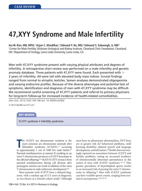 Pdf 47 Xyy Syndrome And Male Infertility