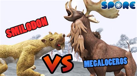 Smilodon Vs Megaloceros Cenozoic Era Battle S1E2 SPORE YouTube