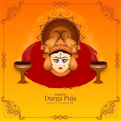 Durga Puja 및 Happy Navratri 여신 숭배 문화 축제 배경 무료 벡터