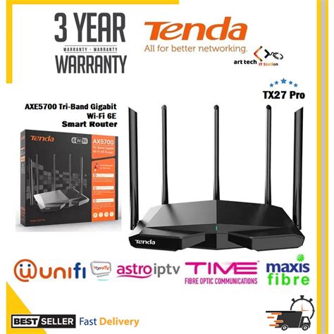 Tenda TX27 Pro AX5700 Tri Band Gigabit Wi Fi 6E Router Shopee Malaysia