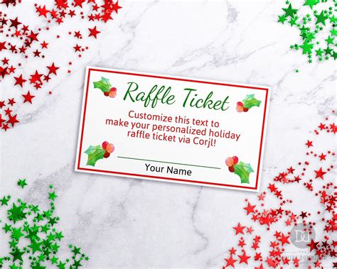 Christmas Raffle Ticket Template Editable Holiday Printable - Etsy