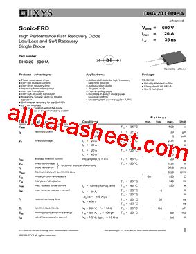 DHG20I600HA Datasheet PDF IXYS Corporation